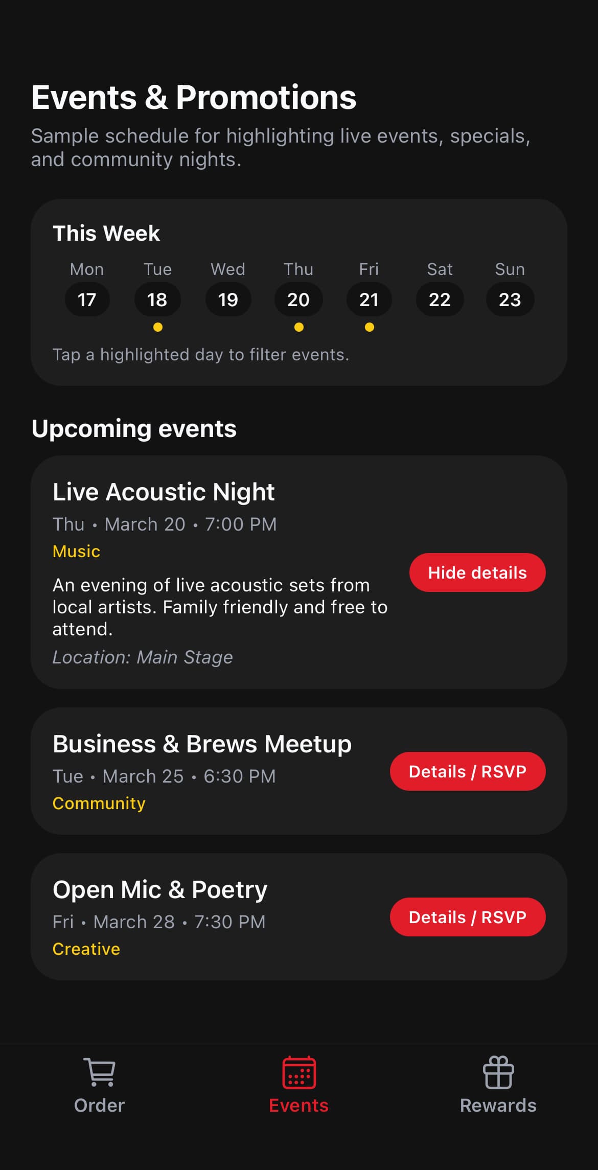 iOS app screen showing a list of records